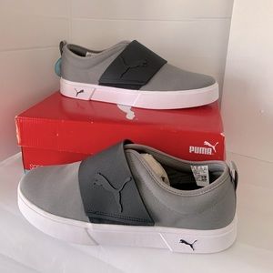PUMA slip on athletic shoes grey/white
